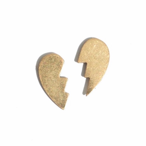 Madewell Heart Breaker Brass Stud Earrings - Picture 3 of 4